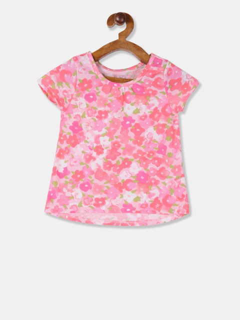 

The Childrens Place Girls Pink & Green Printed Round Neck T-shirt
