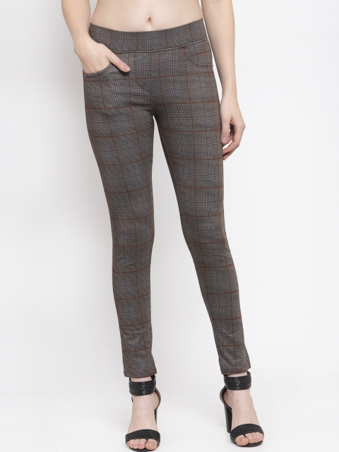 

Westwood Women Brown Checked Skinny-Fit Treggings
