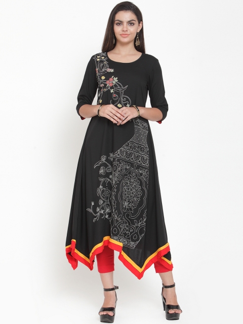 

ETIQUETTE Women Black & White Printed A-Line Kurta