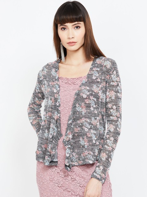 

CODE by Lifestyle Women Black & Pink Printed Open Front Shrug