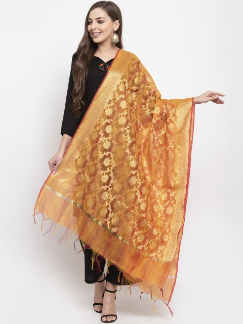 

Aujjessa Mustard Yellow Woven Design Banarasi Dupatta