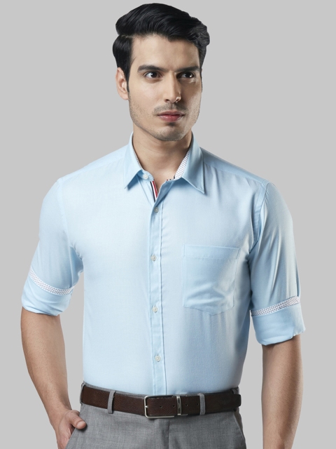 

Next Look Men Turquoise Blue Slim Fit Striped Formal Shirt