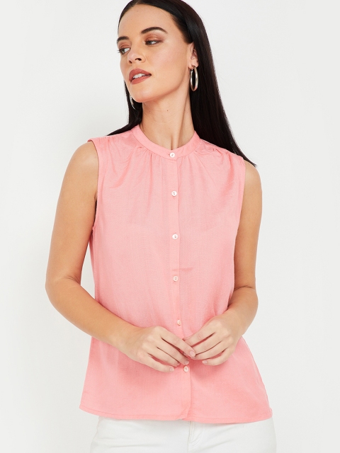 

Bossini Women Pink Solid Shirt Style Top