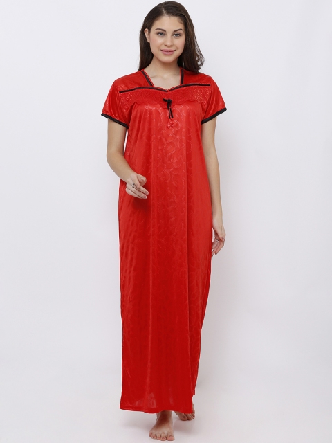 

Pretty Awesome Red Solid Maxi Nightdress