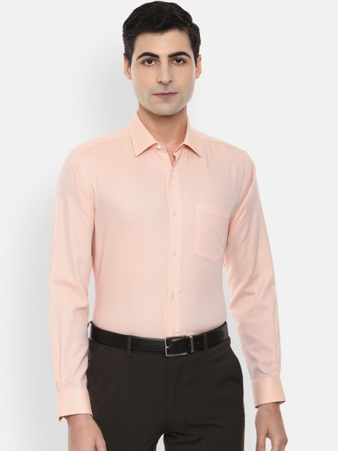 

Van Heusen Men Peach-Coloured Regular Fit Self Design Formal Shirt