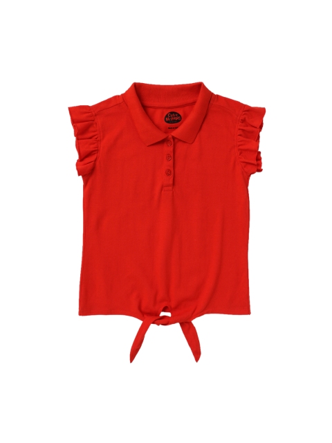 

Cub McPaws Girls Red Solid Polo Collar T-shirt