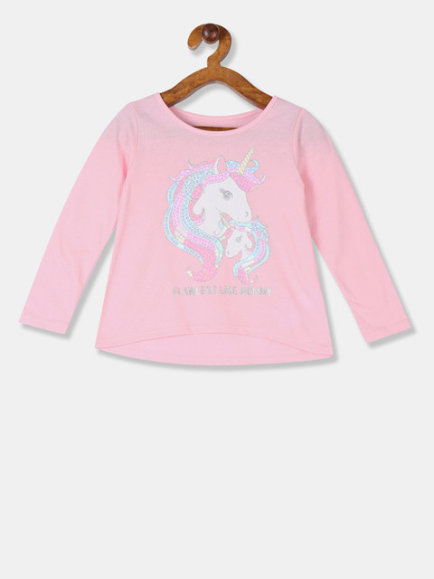 

The Childrens Place Girls Pink Printed Round Neck T-shirt