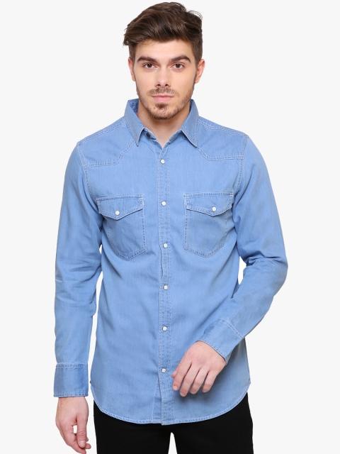 

Southbay Men Blue Smart Slim Fit Solid Denim Shirt