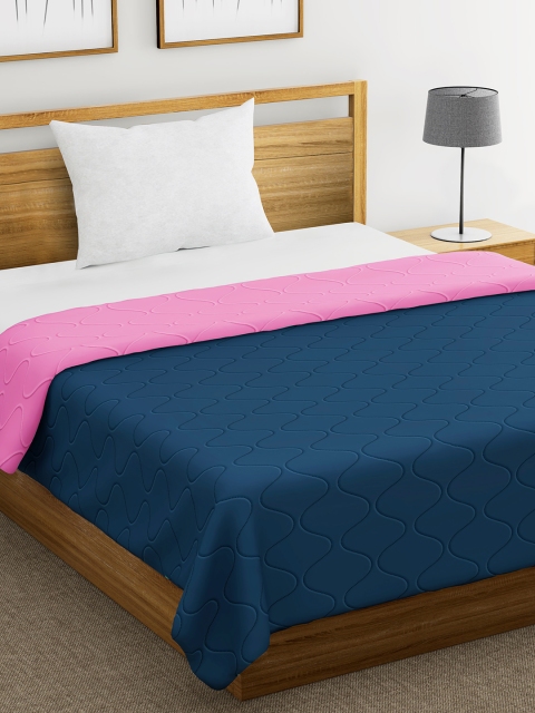 

Divine Casa Pink & Navy Blue Solid Mild Winter 150 GSM Single Bed Comforter