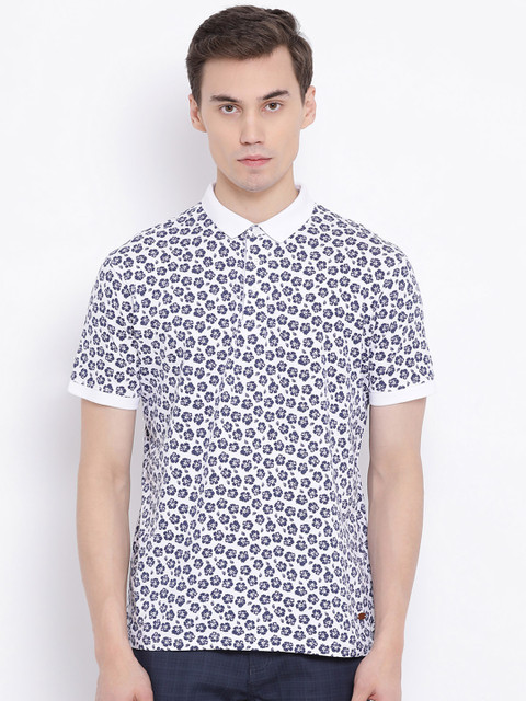 

Crimsoune Club Men White Printed Slim Fit Polo Collar T-shirt