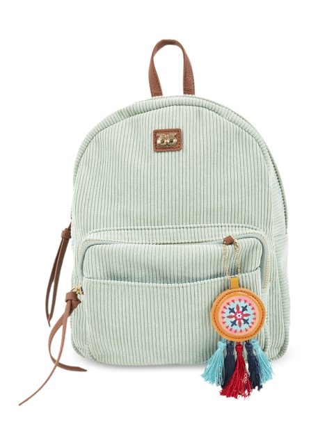 

Chumbak Women Sea Green Self Striped Backpack