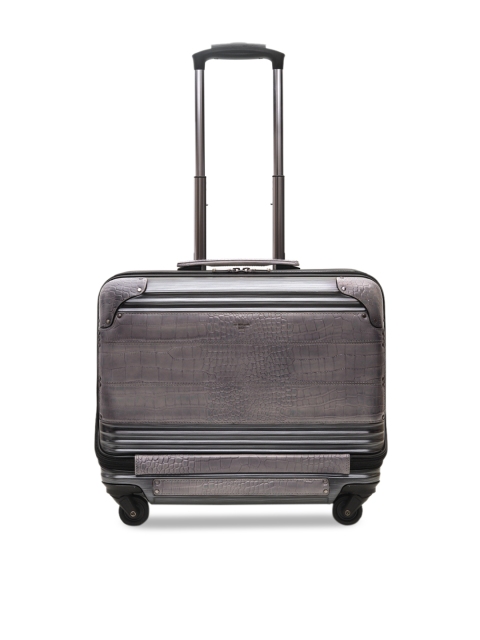 

Da Milano Unisex Grey Textured Overnighter Trolley Suitcase