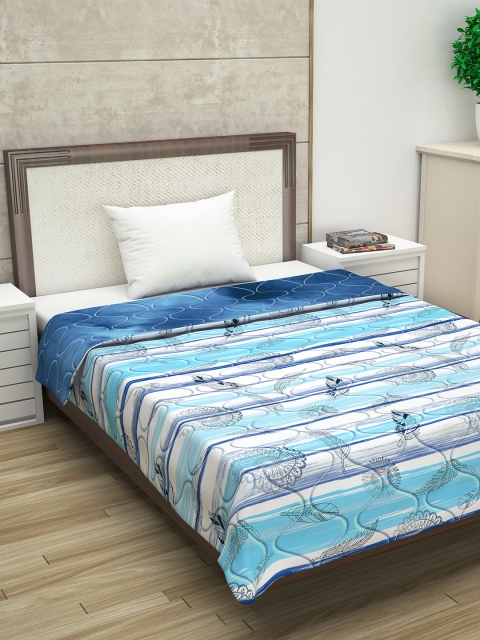 

Divine Casa Blue & White Abstract AC Room 120 GSM Single Bed Reversible Comforter