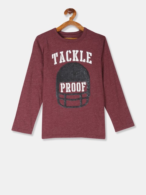 

The Childrens Place Boys Maroon Printed Round Neck T-shirt