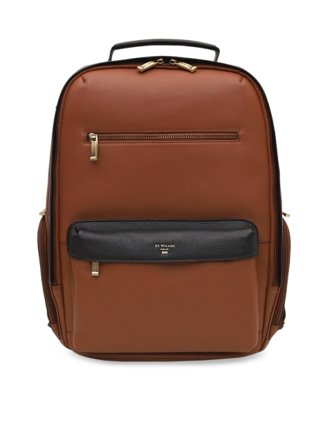 

Da Milano Unisex Brown Textured Leather Backpack