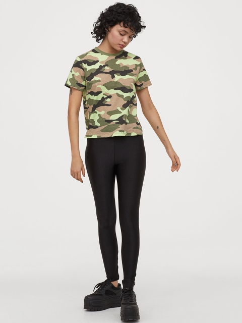 

H&M Women Black Glossy leggings