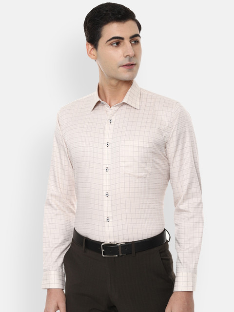 

Van Heusen Men Beige Slim Fit Checked Formal Shirt