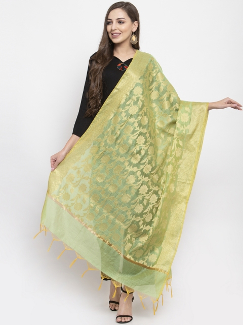 

Aujjessa Lime Green & Gold-Toned Woven Design Dupatta