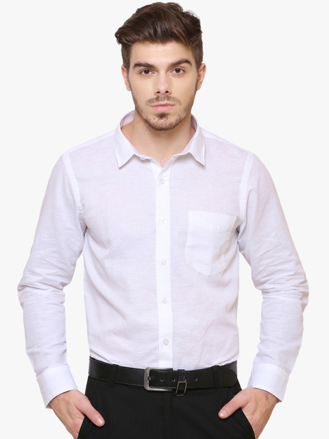

Southbay Men White Smart Tailored Fit Solid Formal Linen Shirt