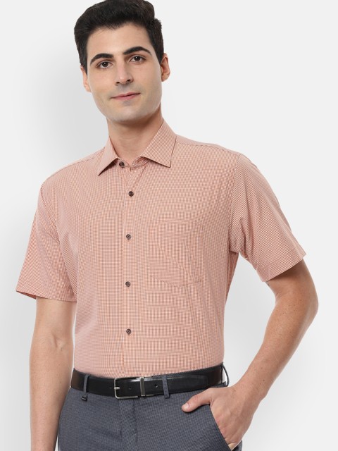 

Van Heusen Men Orange Regular Fit Checked Formal Shirt