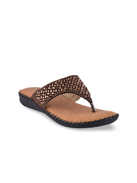 

ZAPATOZ Women Brown Embellished Open Toe Flats