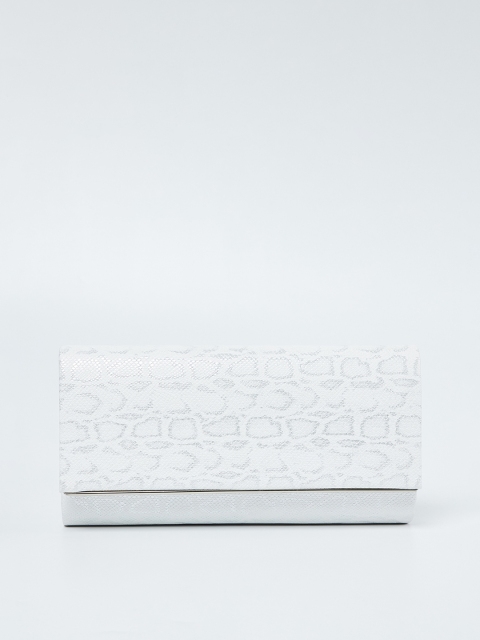 

CODE by Lifestyle White & Grey Snake Skin Textured Clutch with Chain Strap