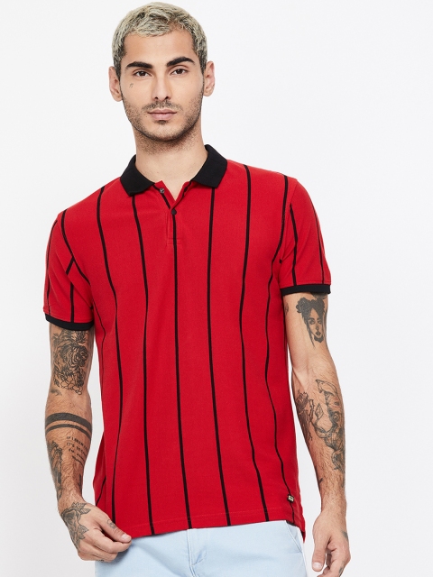 

Bossini Men Red & Black Striped Polo Collar T-shirt