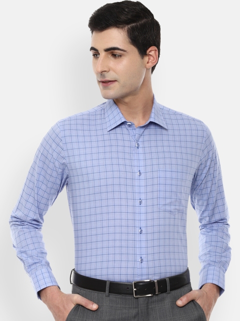 Van Heusen Men Blue Slim Fit Checked Formal Shirt