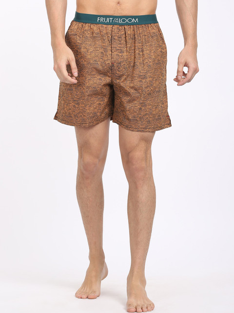 

Fruit of the loom Men Orange Printed Pure Cotton Boxers MBS03-A2P4