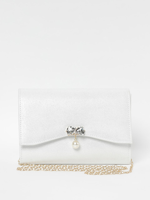 

CODE by Lifestyle White Solid Clutch with Chain Strap
