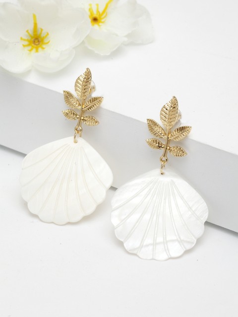

AVANT-GARDE PARIS White & Gold-Plated Feather Shaped Drop Earrings