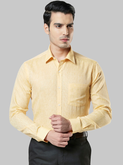 

Next Look Men Yellow Slim Fit Self Design Formal Shirt