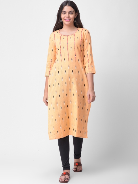 

aayusika Women Yellow Printed Straight Kurta