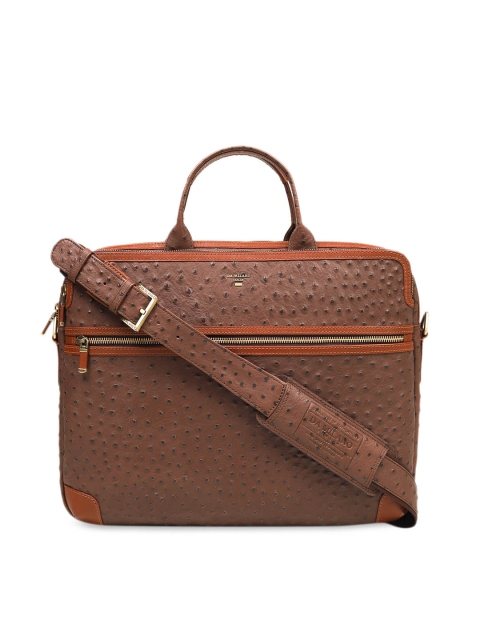 

Da Milano Unisex Brown Textured Leather Laptop Bag