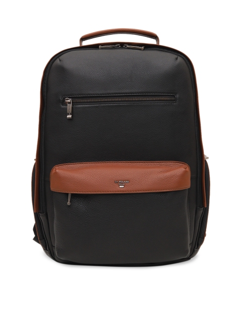 

Da Milano Unisex Black Textured Leather Backpack
