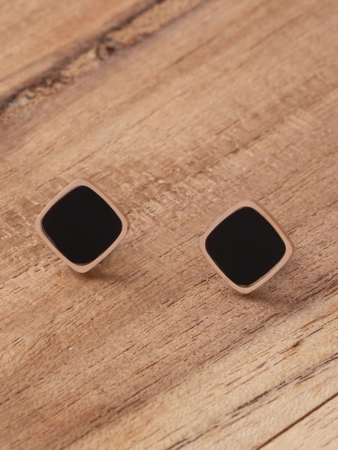 

E2O Gold-Plated & Black Square Studs