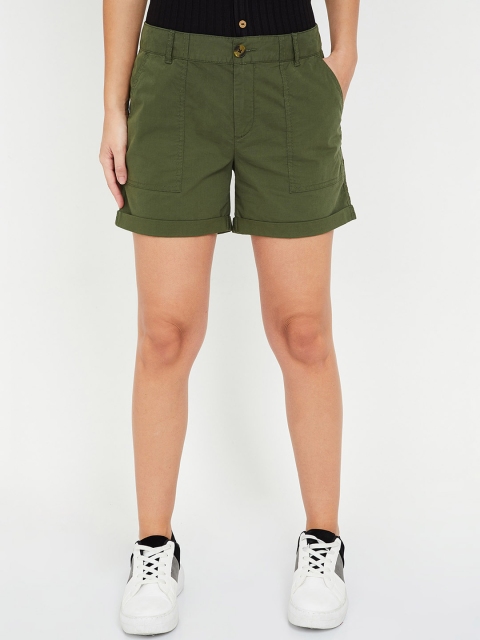

Fame Forever by Lifestyle Women Olive Green Solid Regular Fit Regular Shorts