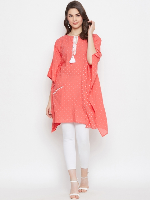 

The Kaftan Company Women Peach-Coloured & White Printed Kaftan Tunic