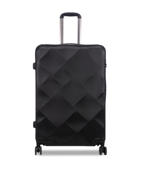 

Teakwood Leathers Unisex Black Textured Hard-Sided Large Trolley Suitcase