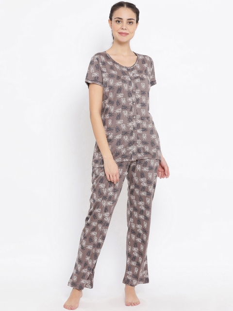 

Kanvin Women Camel Brown Printed Night suit