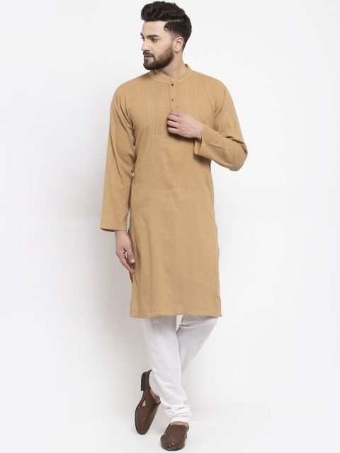 

Jompers Men Beige & White Solid Kurta with Churidar