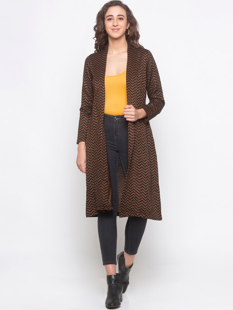 

Globus Women Black & Brown Printed Open Front Shrug