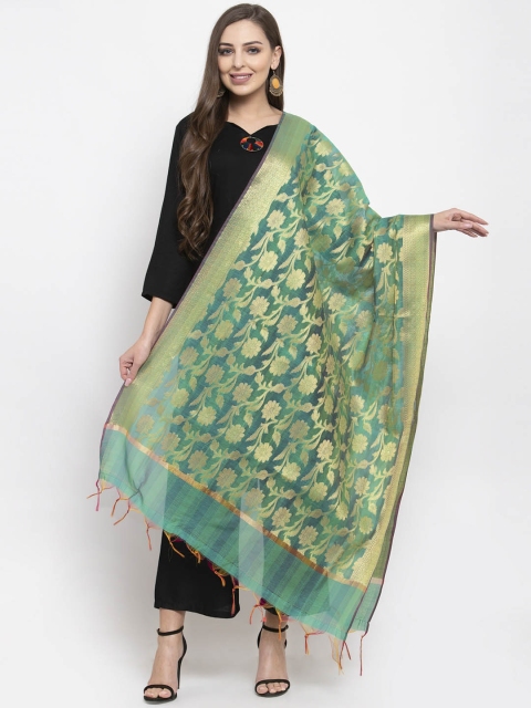 

Aujjessa Green & Gold-Toned Woven Design Dupatta