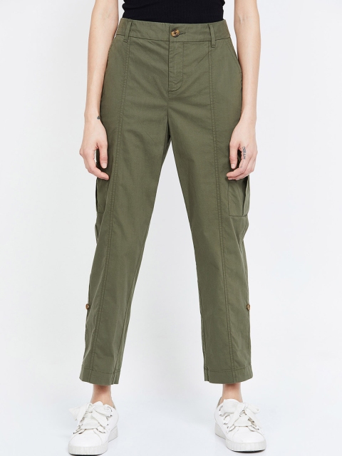 

Fame Forever by Lifestyle Women Olive Green Regular Fit Solid Cargos