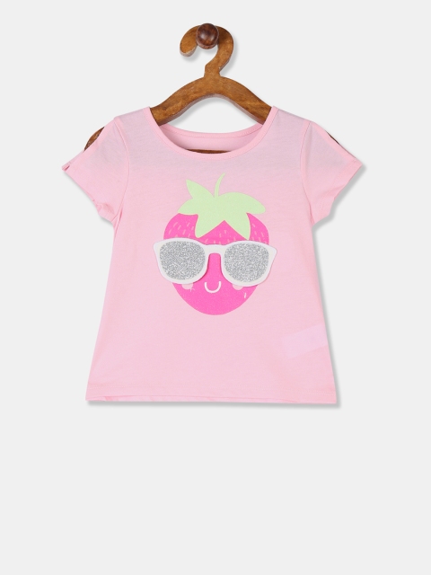 

The Childrens Place Girls Pink Appliqued Round Neck T-shirt