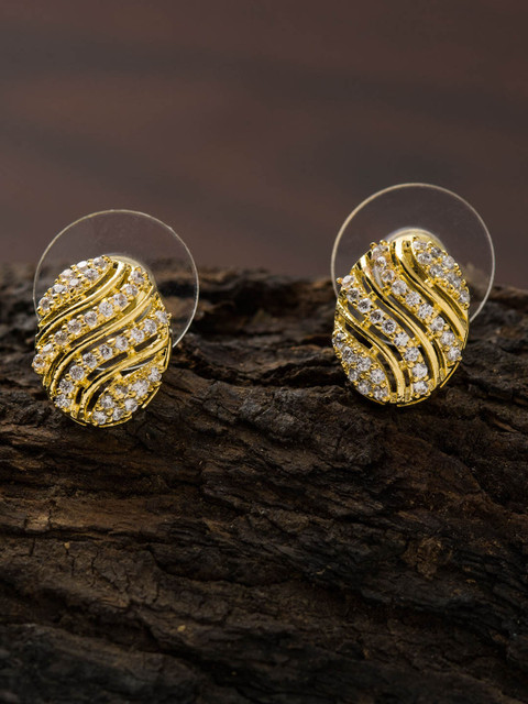 

E2O White & Gold-Plated Oval Studs