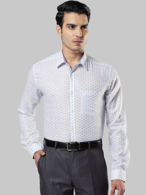 

Next Look Men White & Blue Slim Fit Printed Formal Shirt