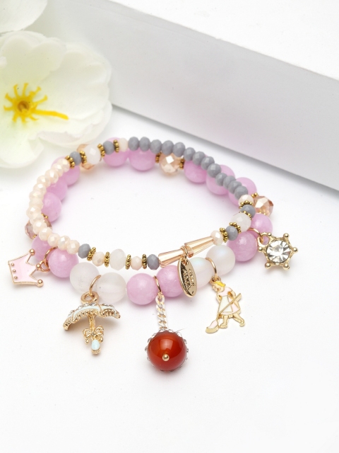 

AVANT-GARDE PARIS Alloy Gold-Plated Lavender & White Charm Bracelet