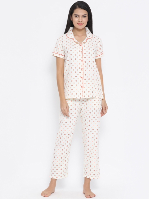 

Kanvin Women Off-White Printed Night suit MJKSS20171C
