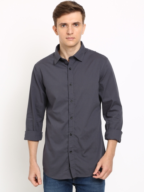 

TED HARBOR Men Grey Slim Fit Solid Casual Shirt